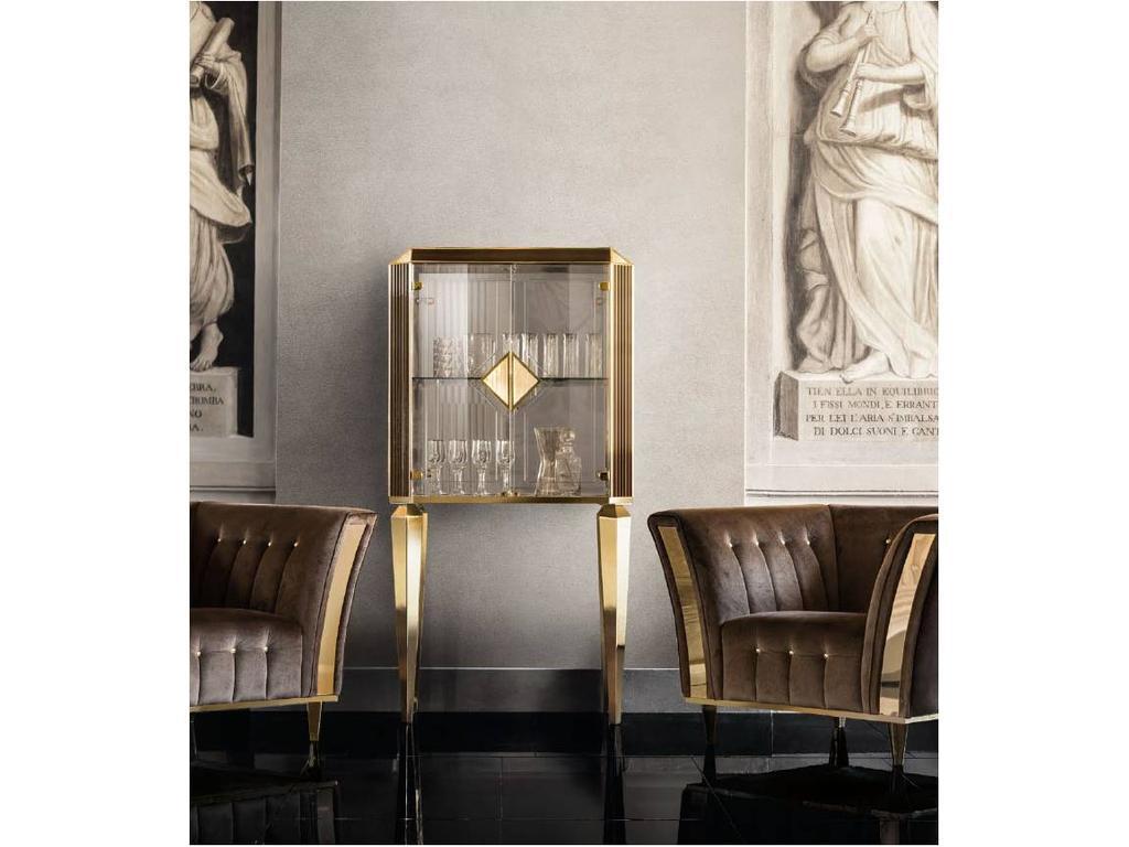 Arredo Classic: Diamante: витрина малая, двери стекло (слоновая кость, вяз, золото)