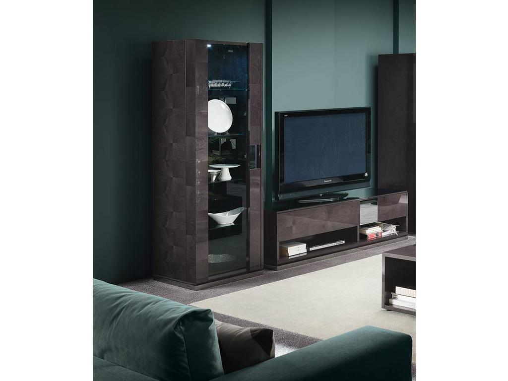 ALF: Heritage: витрина 1 дверная  левая (dark velvet birch high gloss)