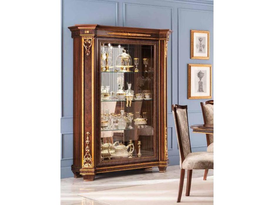 Arredo Classic: Modigliani: шкаф книжный с дверцами, стенка ткань, полки дерев. (орех)