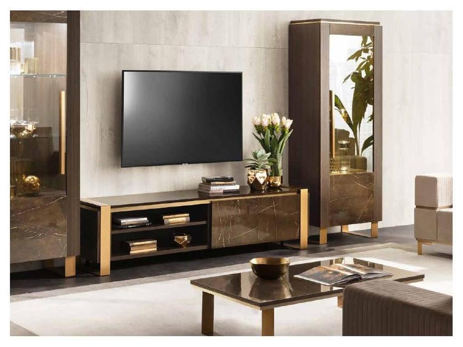 Arredo Classic: Essenza: тумба под телевизор (венге, коричневый, золото)