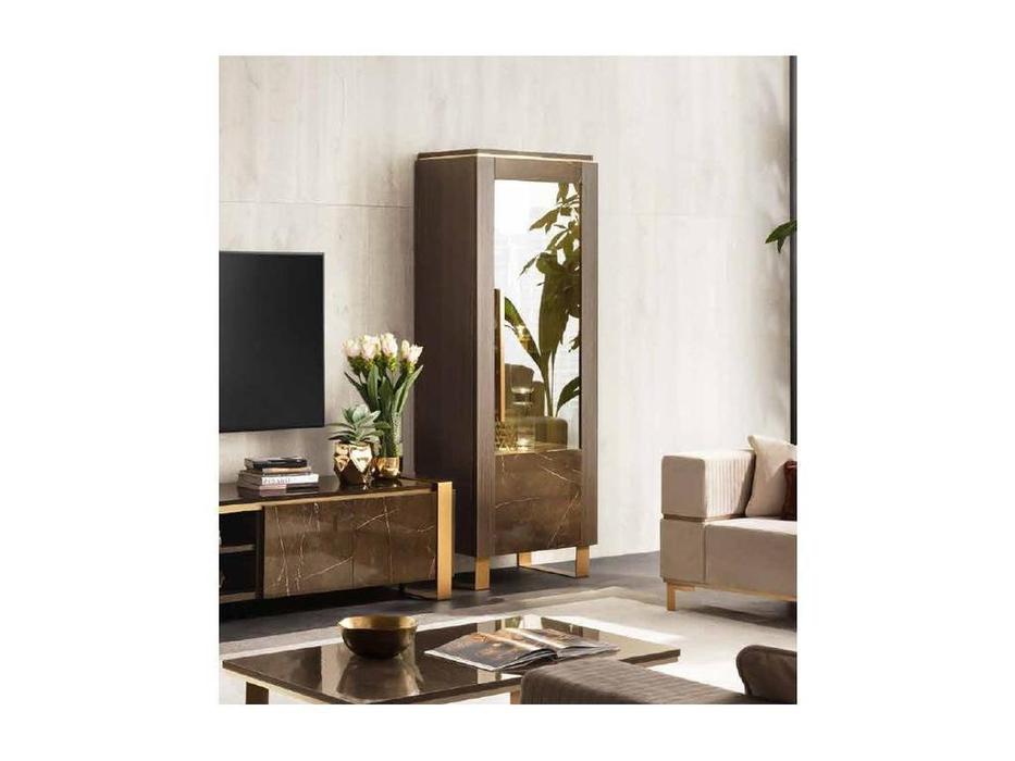 Arredo Classic: Essenza: витрина 1 дверная правая (венге, коричневый, золото)