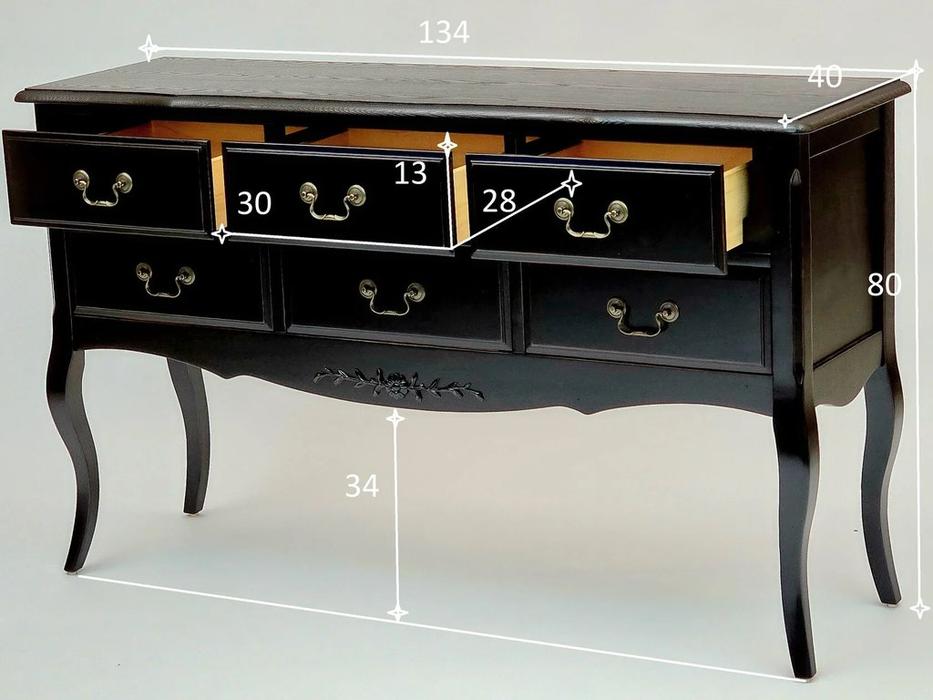 Mobilier de Maison: Provence: консоль 6 ящиков (черный со старением)