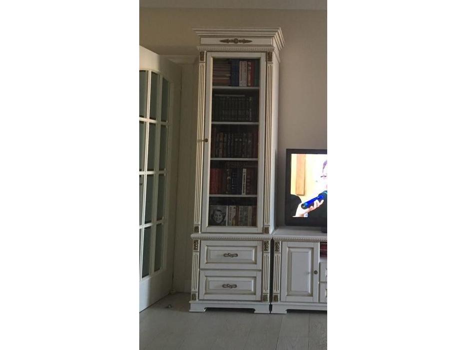 Arco: Decor: шкаф книжный  левый (беж, коричневая патина)