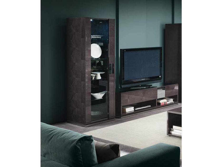 ALF: Heritage: витрина 1 дверная  левая (dark velvet birch high gloss)