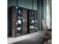 ALF: Heritage: витрина 2-х дверная  (dark velvet birch high gloss)