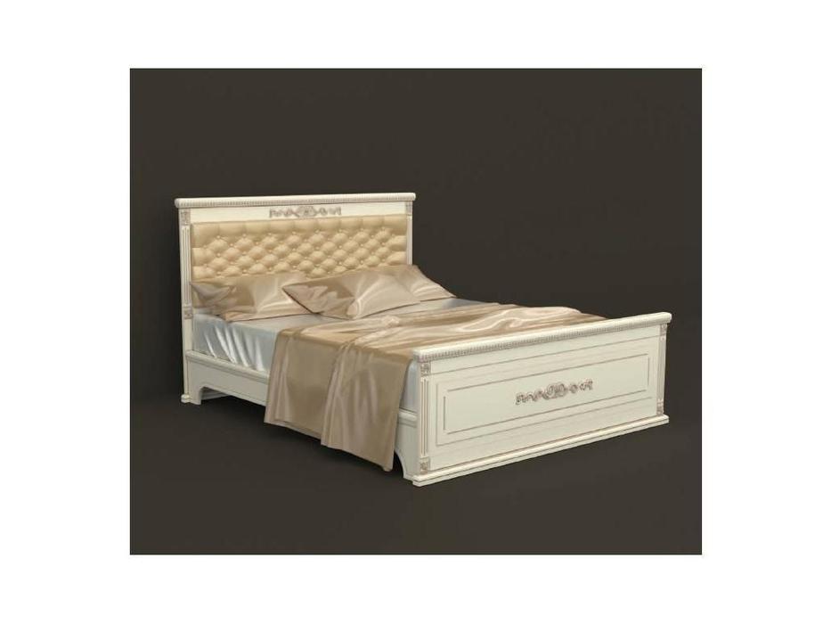 Arco: Decor: кровать 200х200 (беж, коричневая патина, экокожа)
