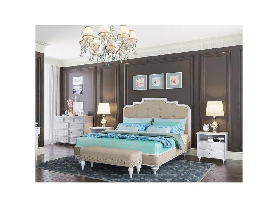 Zzibo Mobili: Оскар: кровать 160х200 ткань Velvet LUX (белый)