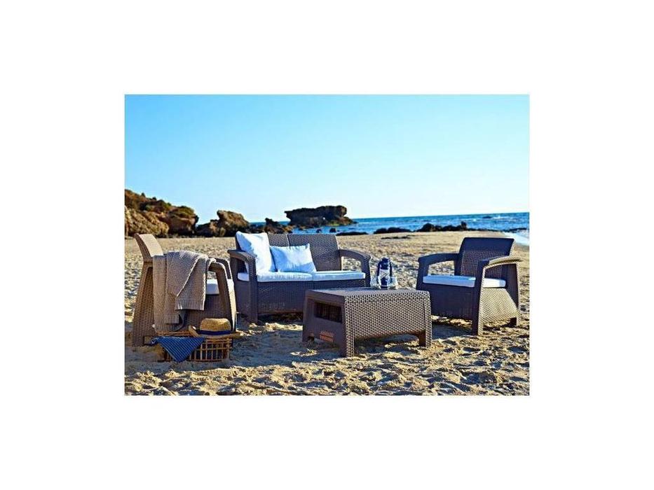 Keter: Corfu: мягкий уголок  Corfu set (коричневый)