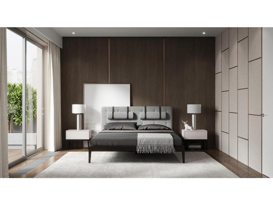 Mod Interiors: Marbella: кровать 160х200  (орех W, серая рогожка)