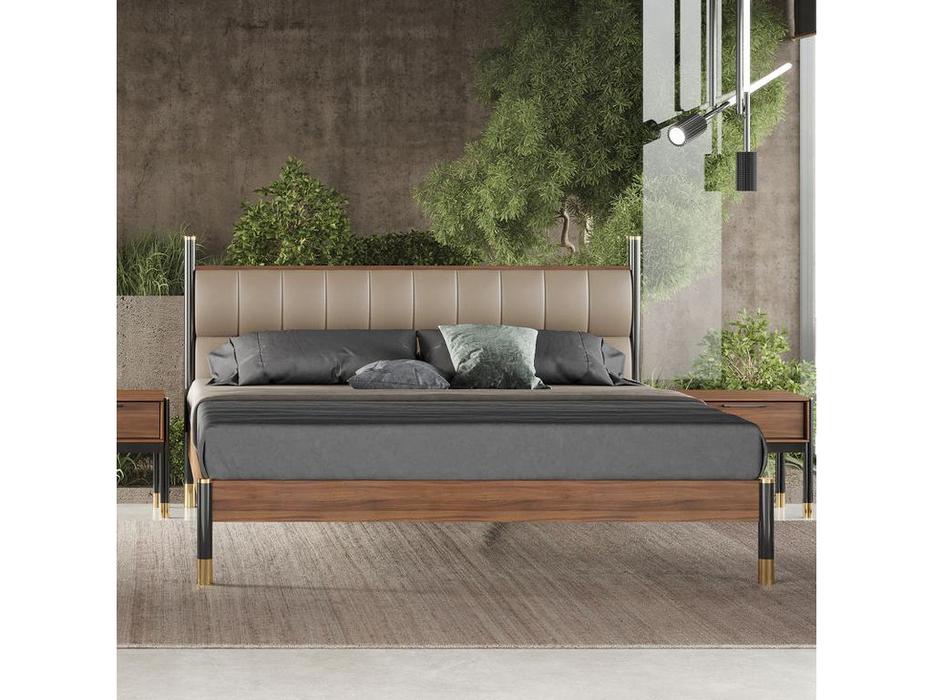 Mod Interiors: Benissa: кровать 180х200  (шпон ореха, черный)