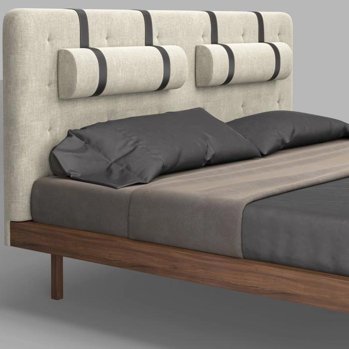 Mod Interiors: Marbella: кровать 180х200  (орех F, серая рогожка)