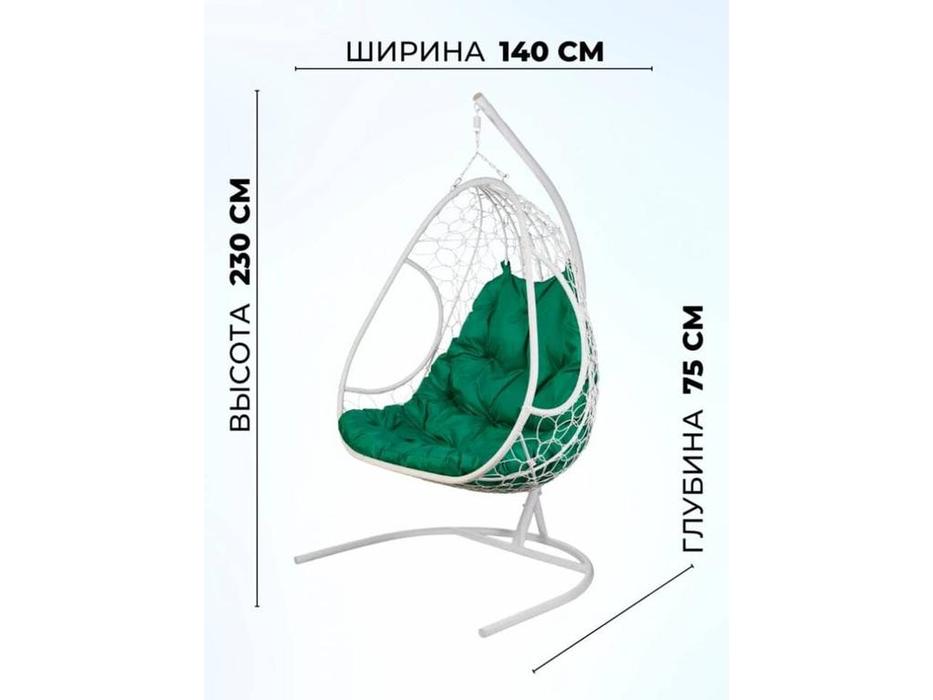 Bradexhome: Релакс: кресло подвесное  двойное с опорой (белый)
