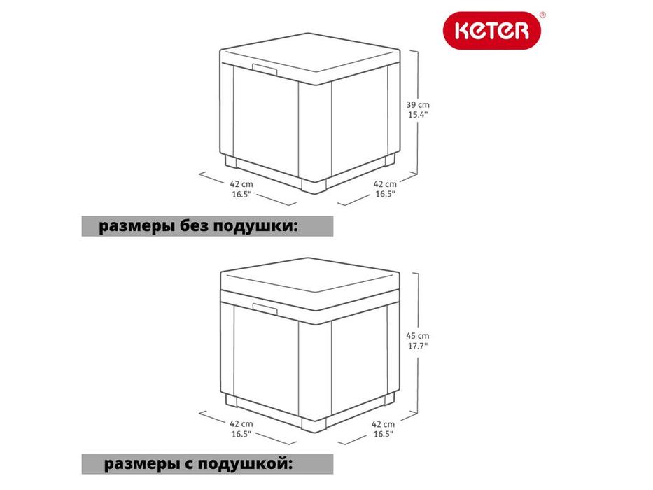 Keter: Куб: пуф  с подушкой (графит)