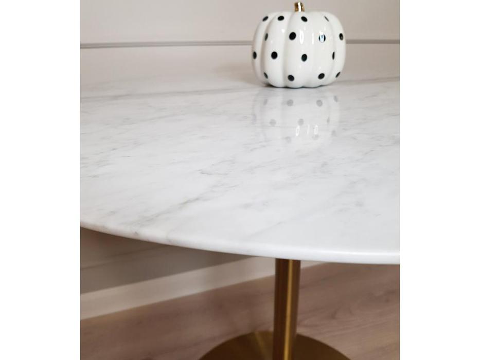 STG: Tulip Marble Brass: стол обеденный  (белый мрамор)