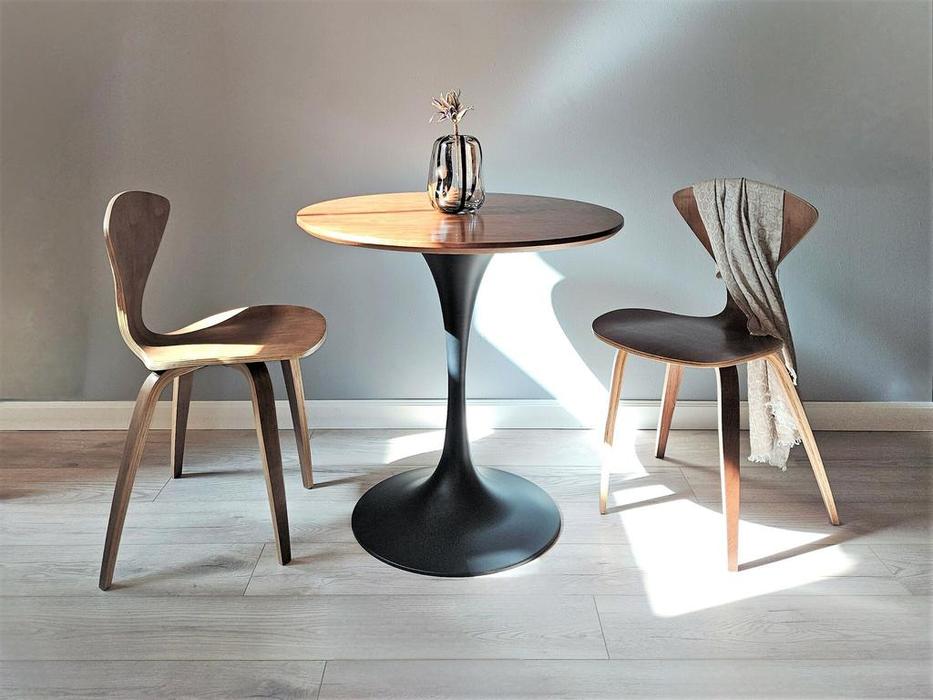 STG: Tulip Round Walnut: стол обеденный  (орех, черный)