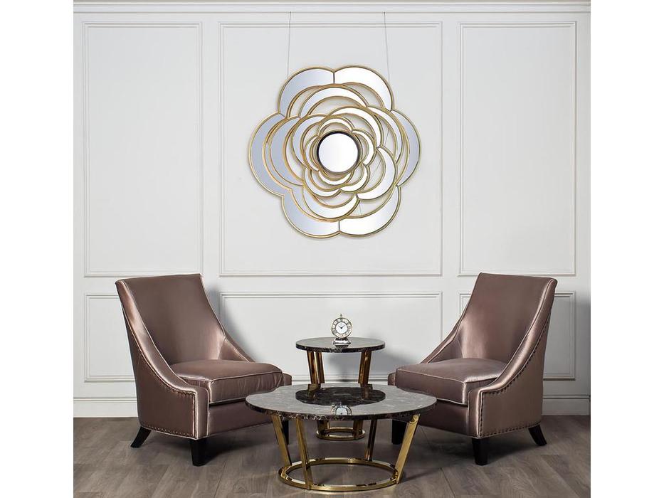 Garda Decor: DARK EMPERADOR: стол журнальный круглый (коричневый, золото)