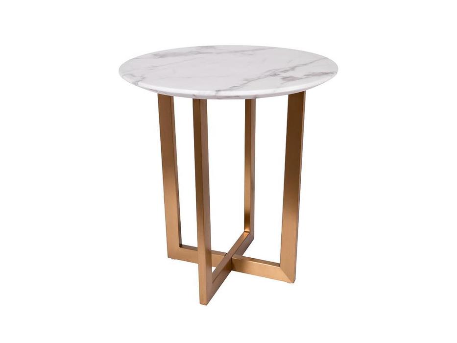 Garda Decor: PEARL WHITE: стол журнальный круглый (белый, золото)