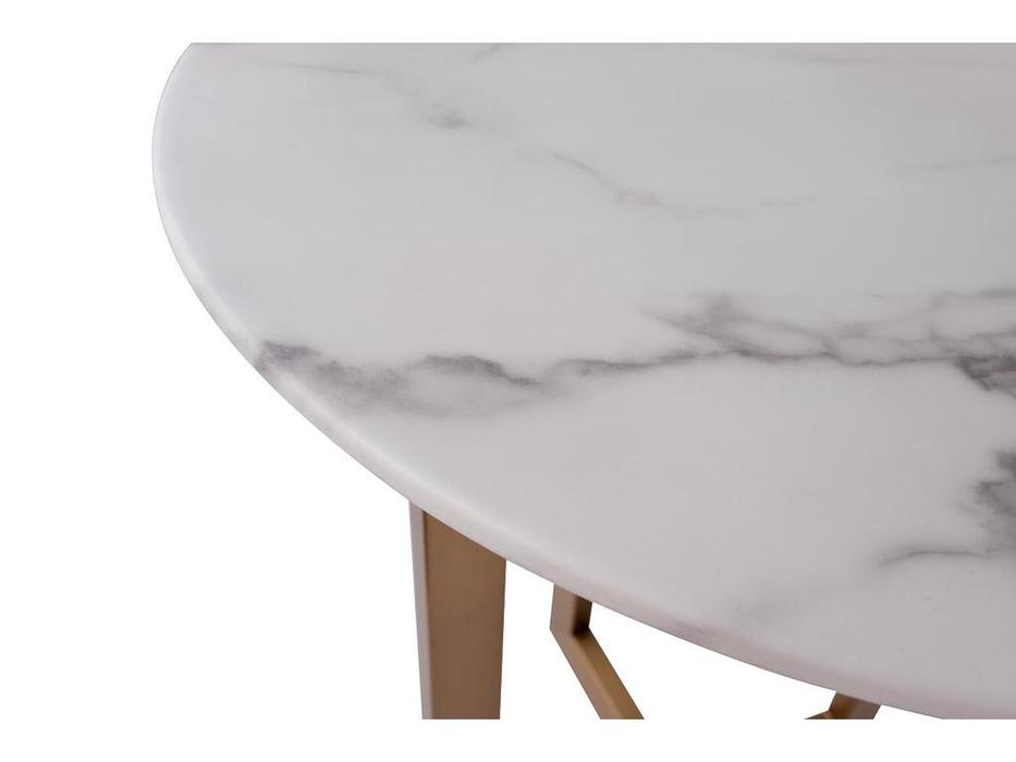 Garda Decor: PEARL WHITE: стол журнальный круглый (белый, золото)
