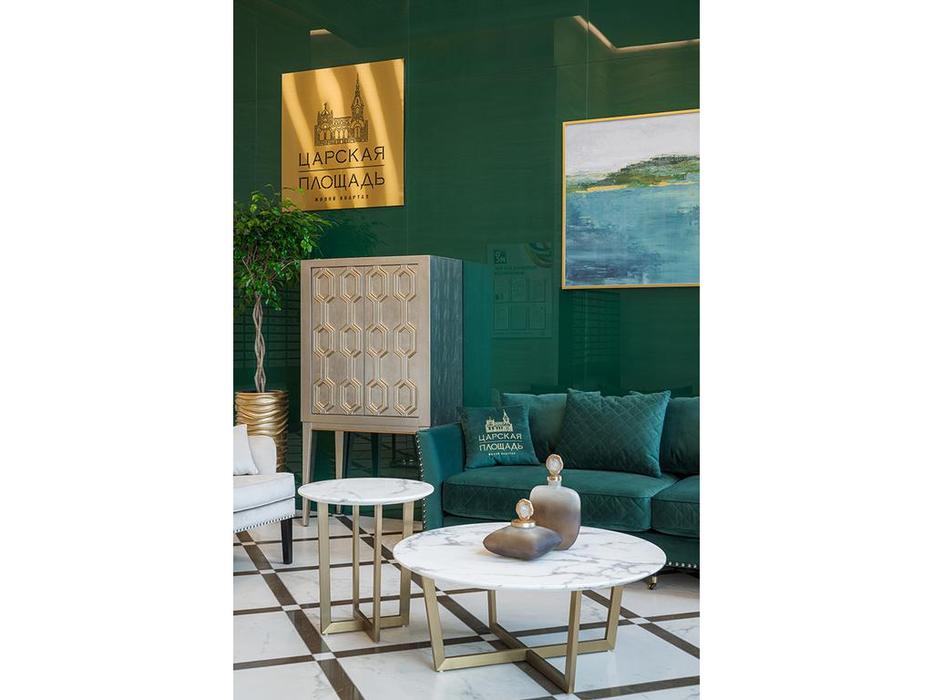 Garda Decor: PEARL WHITE: стол журнальный круглый (белый, золото)