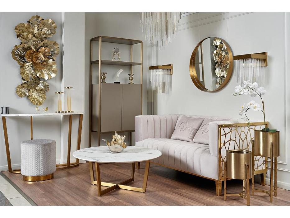 Garda Decor: GD: стол журнальный круглый (белый, золото)