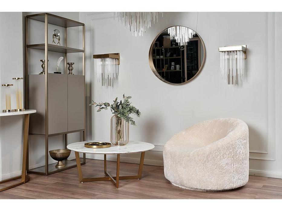 Garda Decor: GD: стол журнальный круглый (белый, золото)