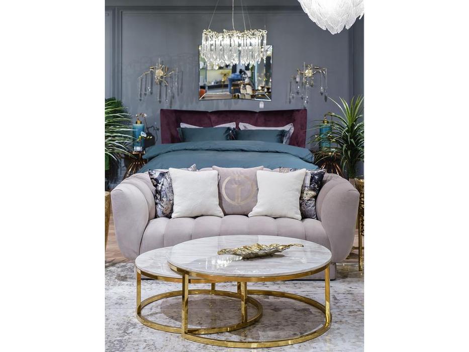 Garda Decor: GD: стол журнальный комплект 2 шт. (белый мрамор, золото)